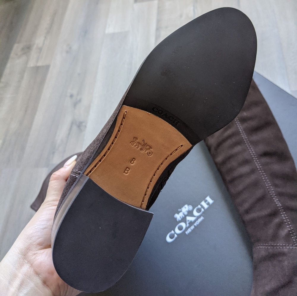 NEW Coach Lucia Split Chestnut OTK Suede Boots 8 - Picture 3 of 7